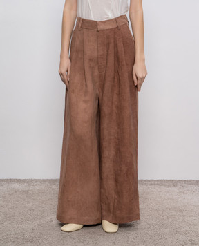 UMA WANG Brown Paella linen pants UW3016