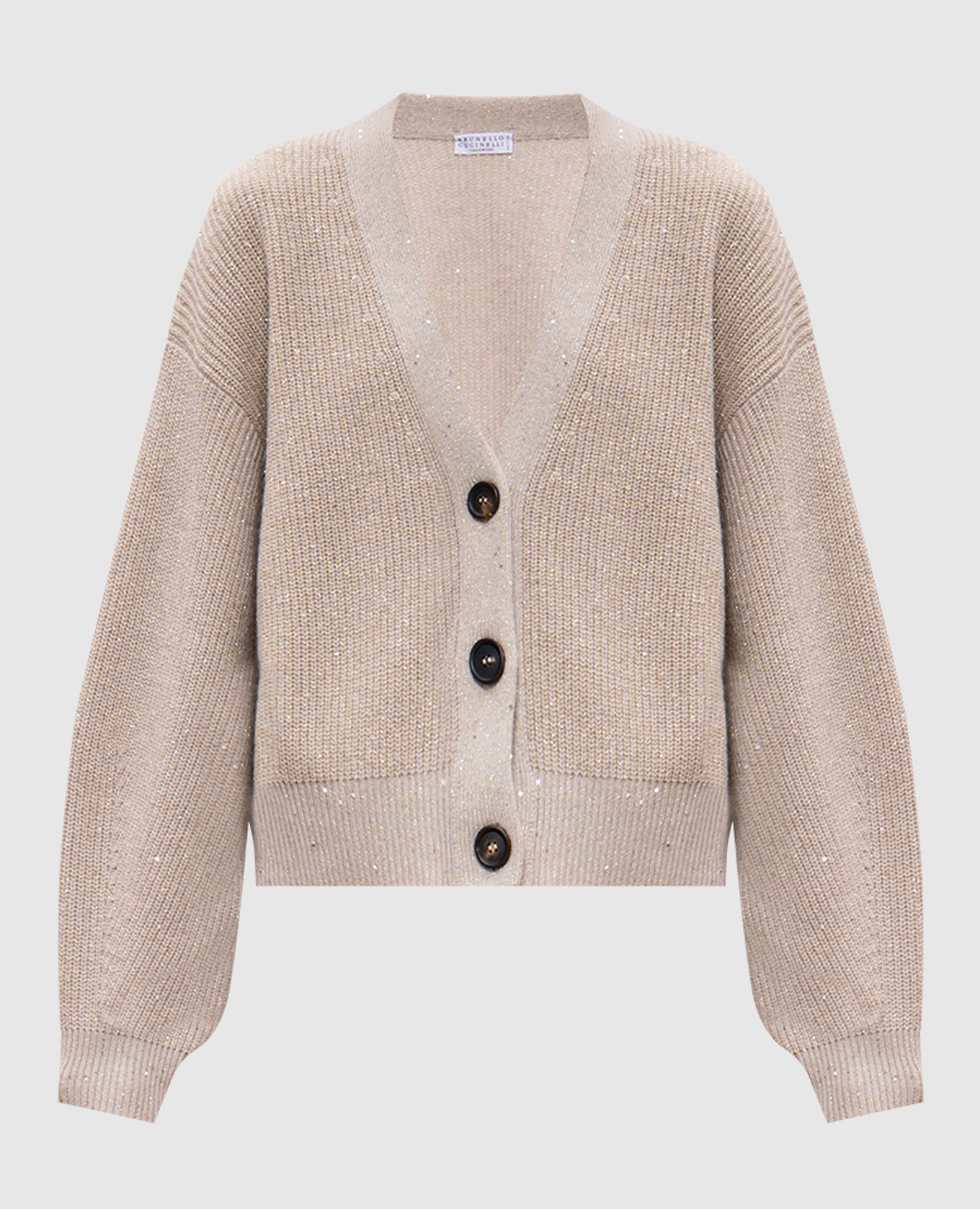 

Beige cardigan made of cashmere and wool with lurex Brunello Cucinelli