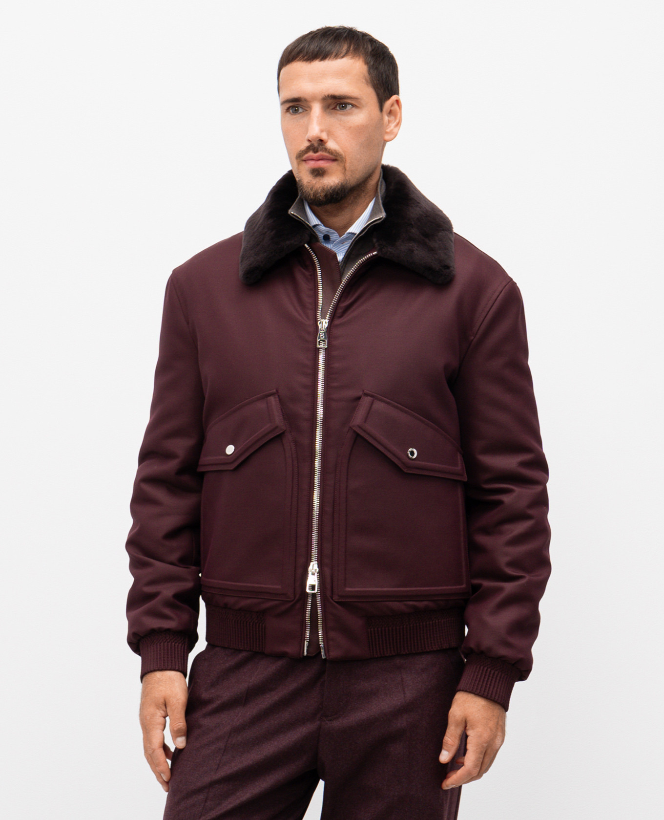 

Burgundy jacket with wool Brett Johnson