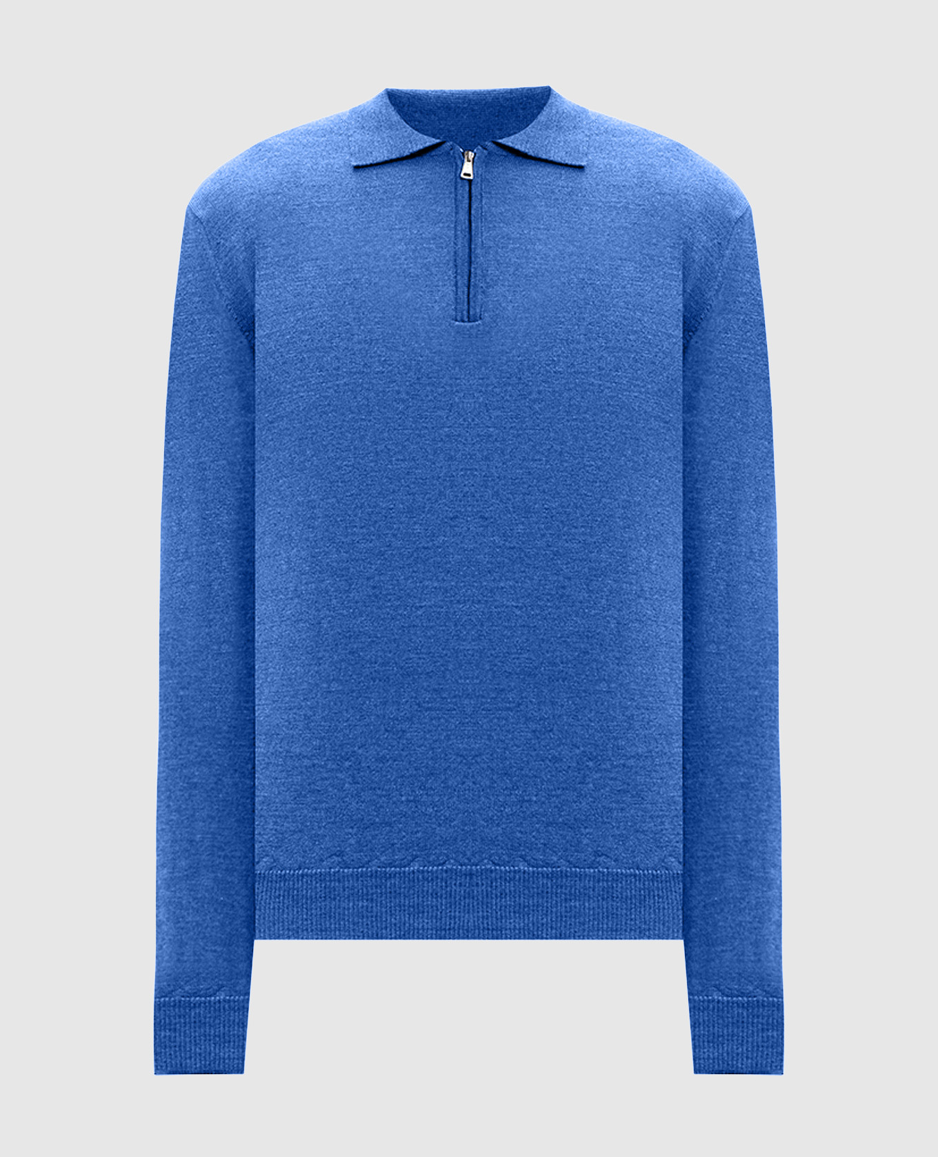 Blue merino wool polo shirt