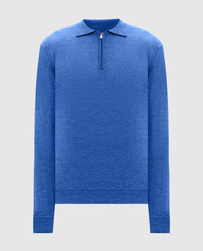 Cashmere&Whiskey Blue merino wool polo shirt 94394Z