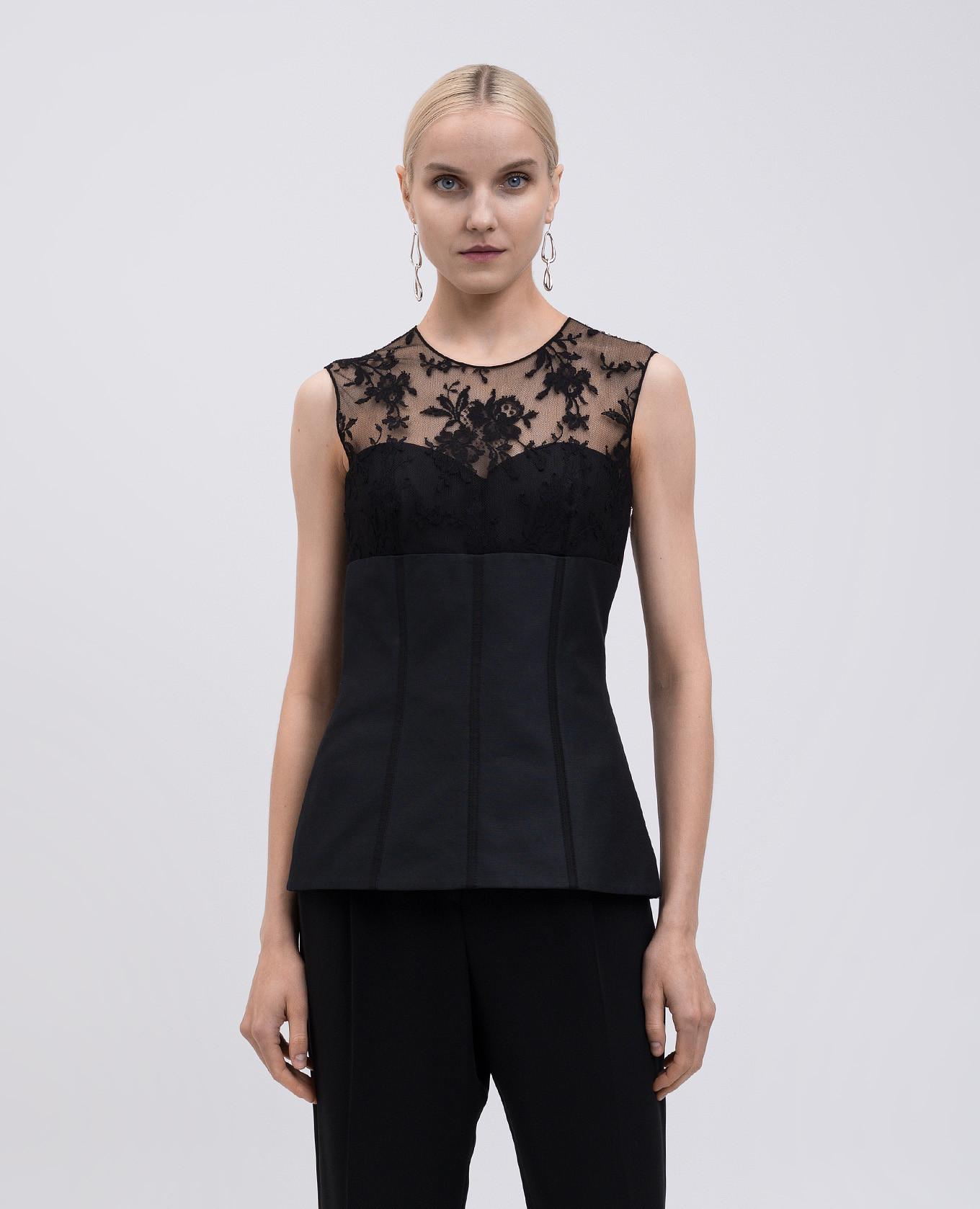 Black silk top with lace Alexander McQueen 3