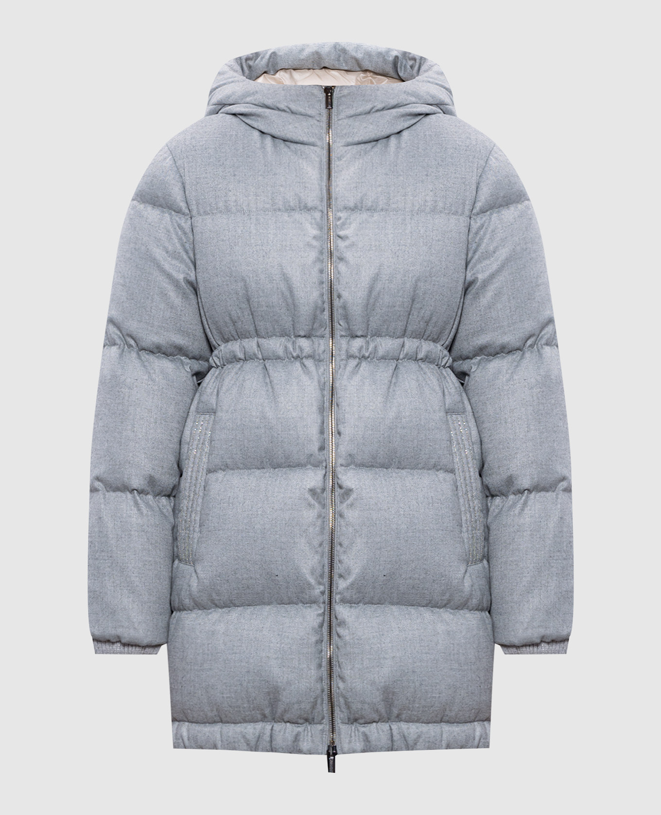 

Gray quilted down jacket with monil chain Peserico, Grey