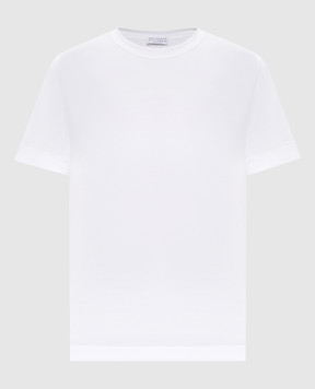 Brunello Cucinelli White T-shirt with a monil chain MPT81BI100