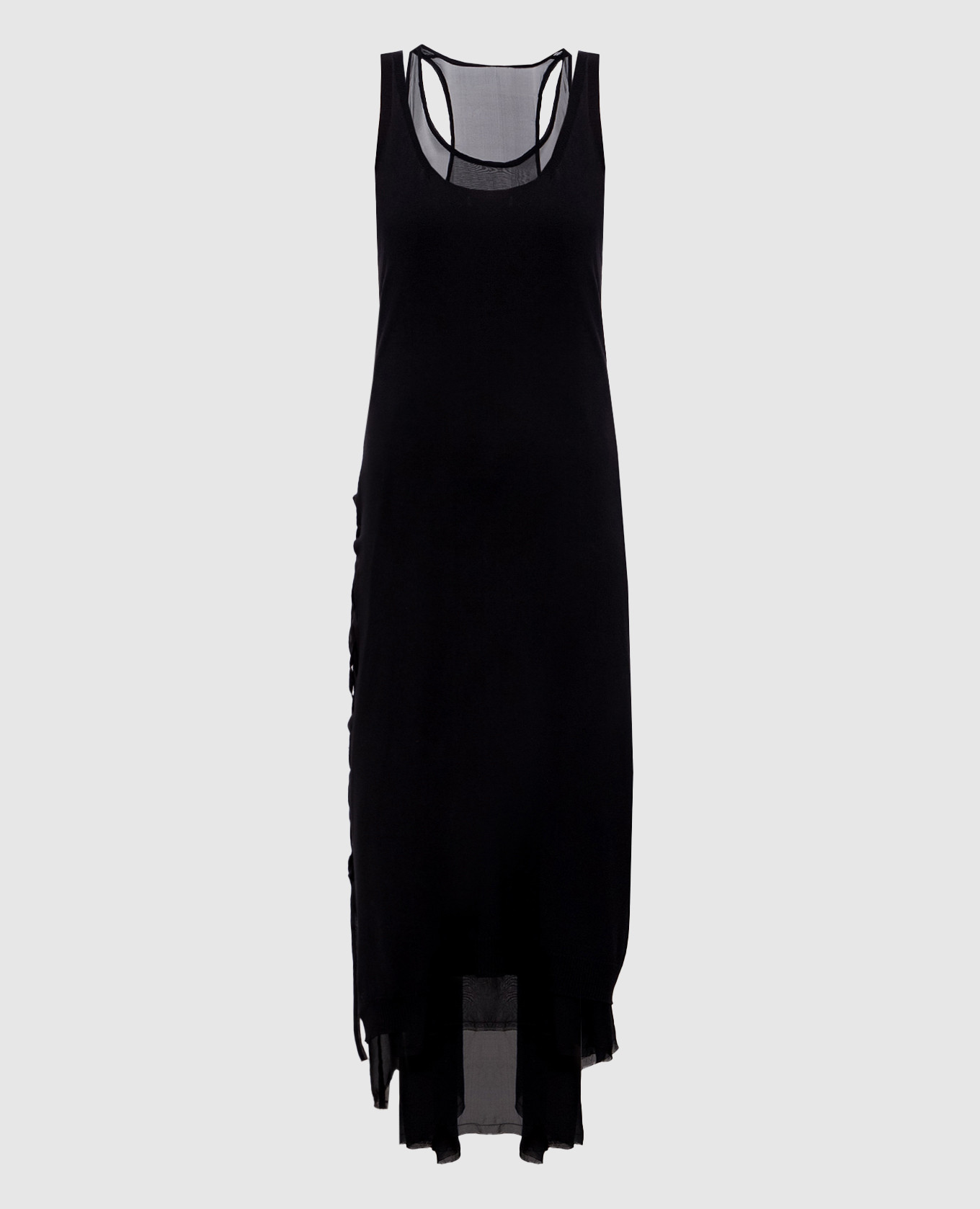 Black double-layered silk dress Masnada