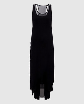 Masnada Black double-layered silk dress 78PM02