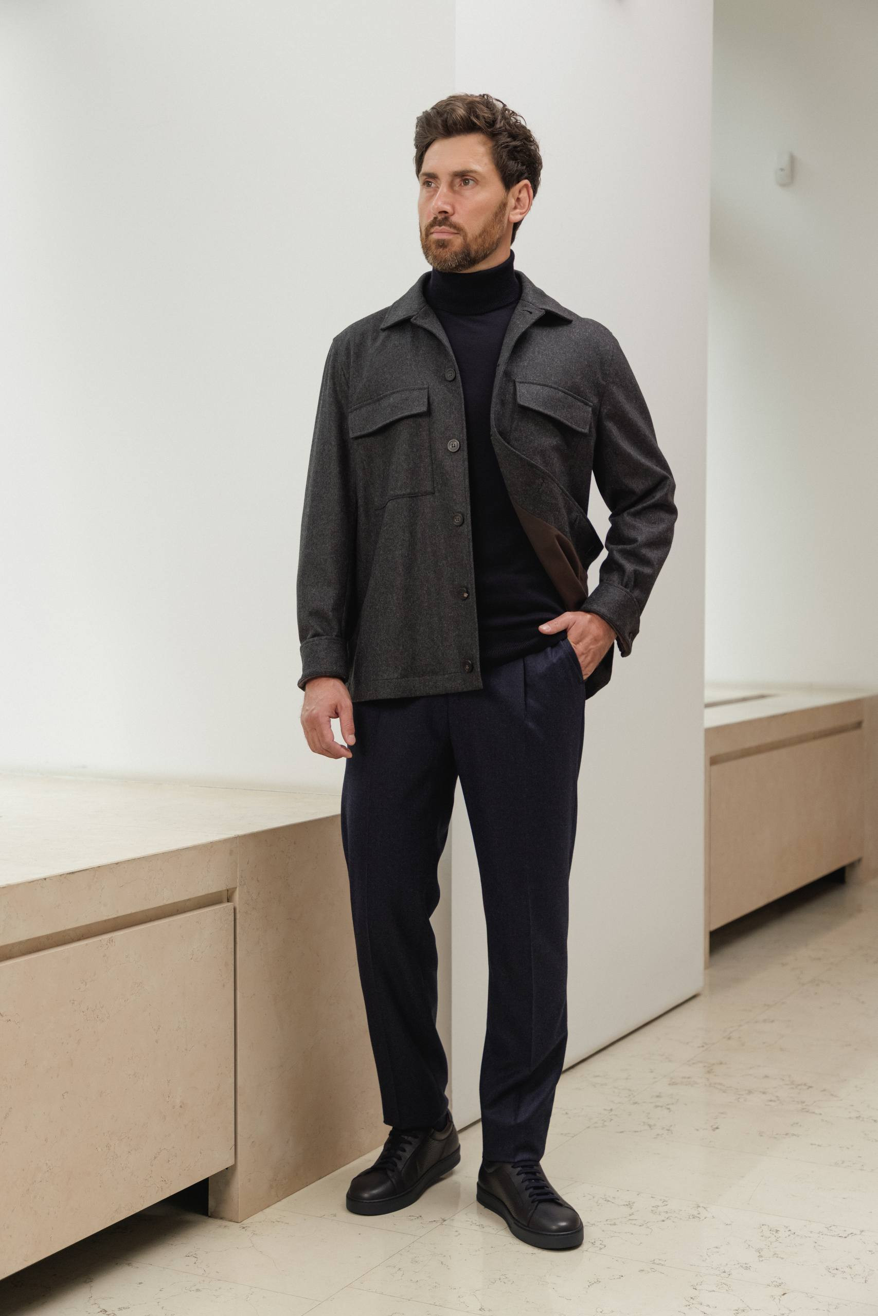 

Gray shirt with wool Peserico, Grey