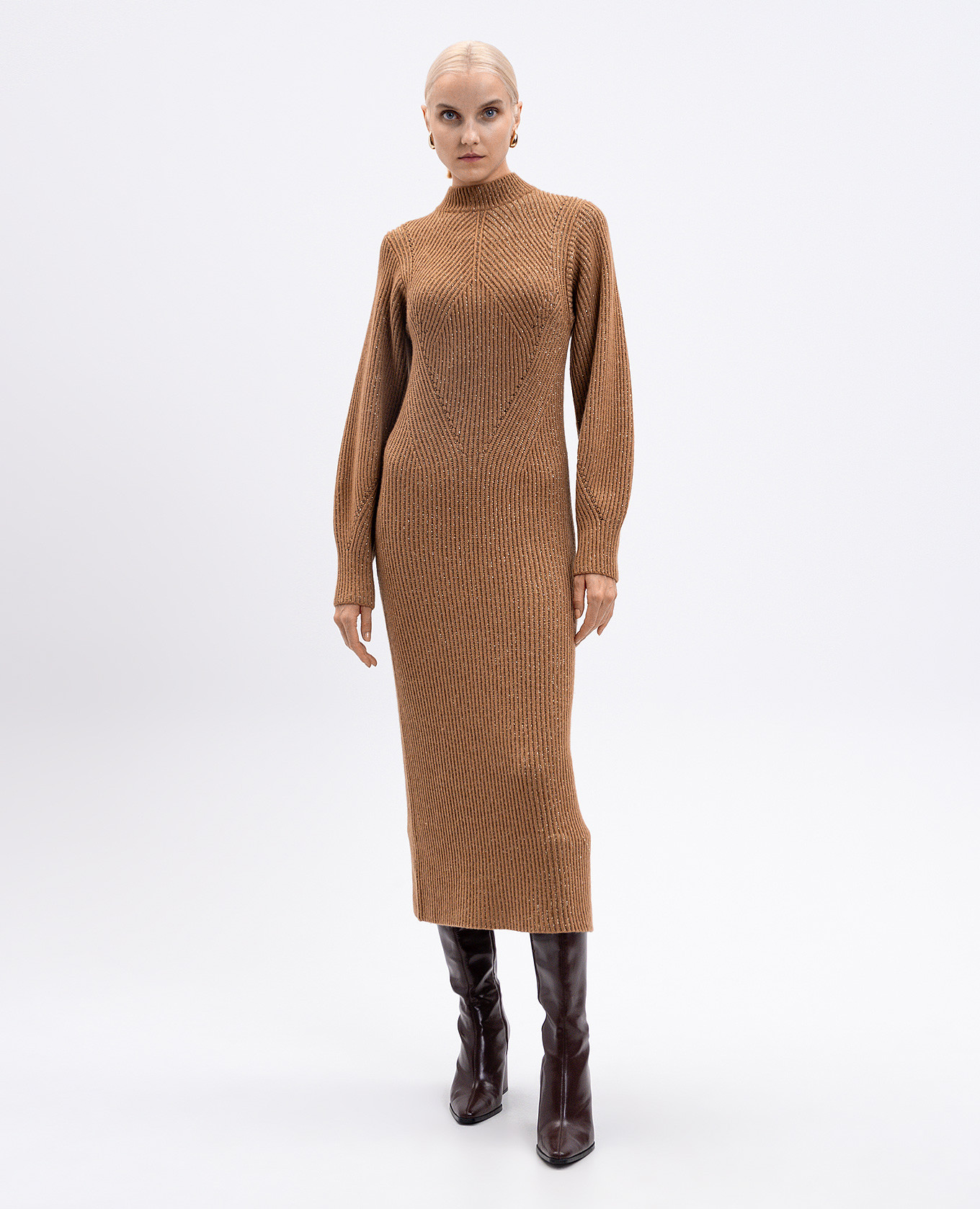 

Brown midi dress with wool Twinset