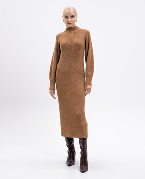 Twinset Brown midi dress with wool 252TT3460