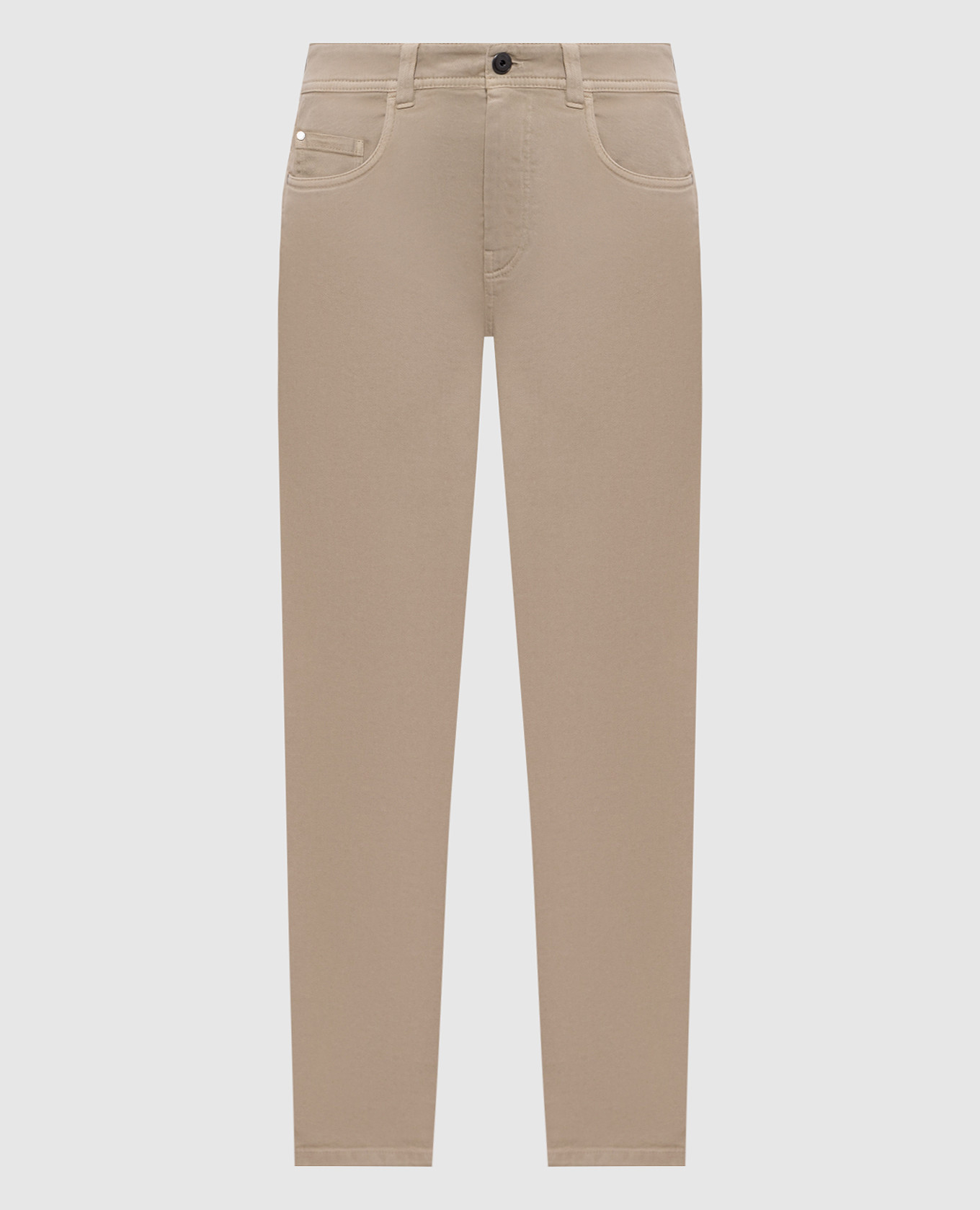 Beige jeans with logo patch Brunello Cucinelli