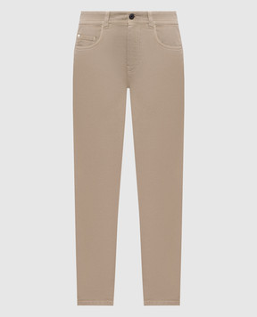 Brunello Cucinelli Beige jeans with logo patch MP057P5319