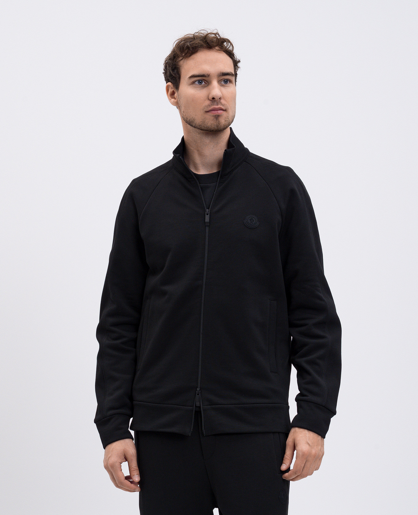 Black sports jacket with logo patch Moncler 3