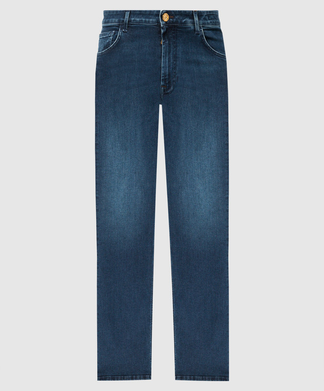 Stefano Ricci - Blue jeans with a patch of crocodile skin with a 