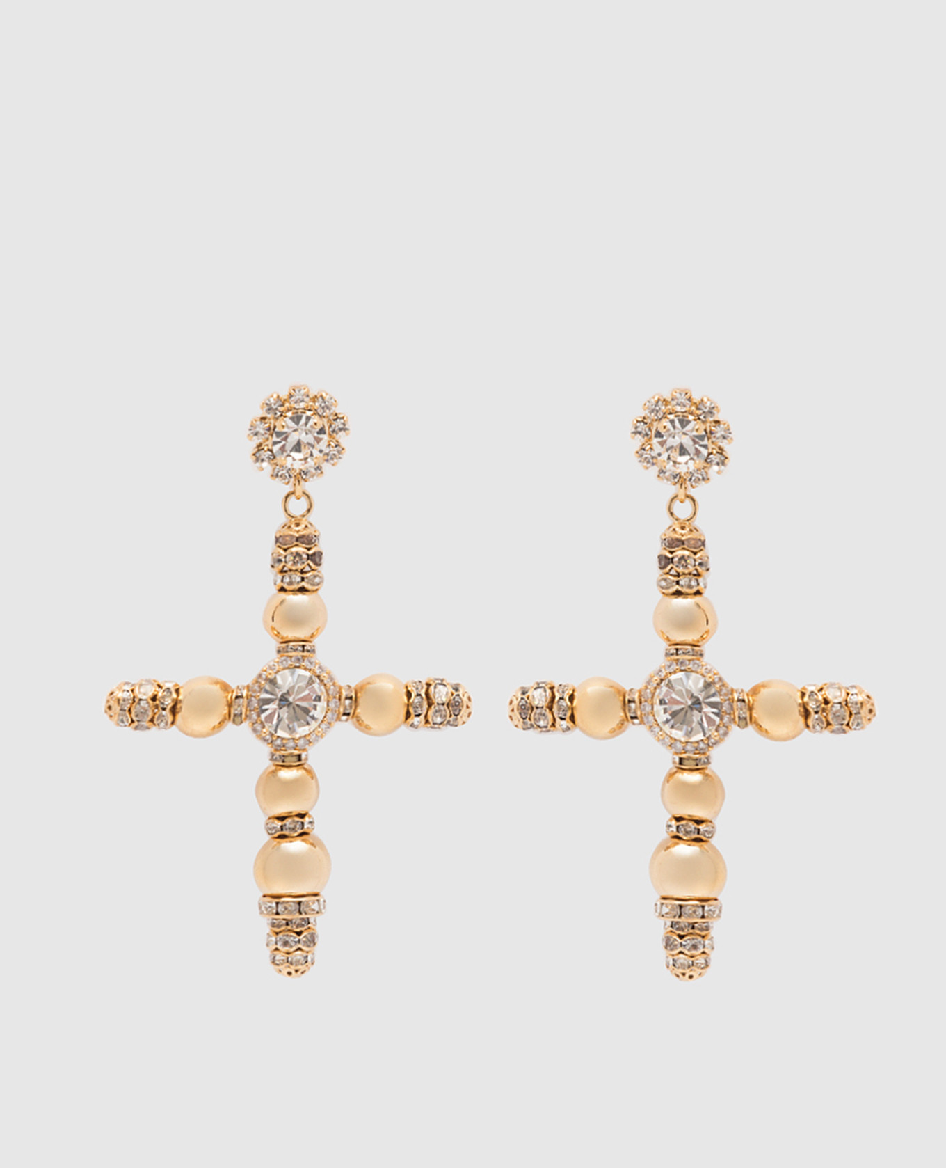 

Golden earrings in the form of a cross with crystals CelesteG, Золотистый