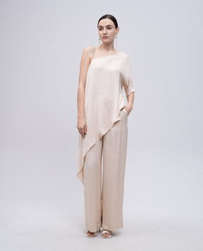 Peserico Beige asymmetric top with monil chain E0645301940