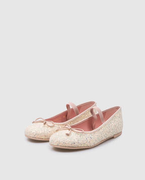 Pretty Ballerinas Children's beige ballet shoes Hannah with glitter 48793