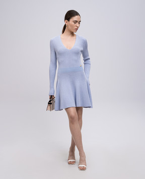 Balmain Blue ribbed mini dress EF1R9857KI09