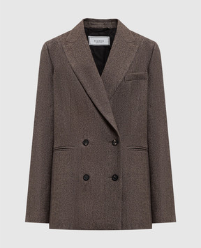 Peserico Brown double-breasted wool jacket S0169902581