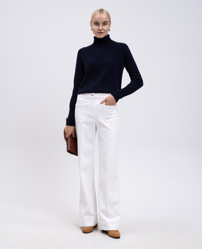 Victoria Beckham Blue wool sweater with embroidered monogram logo 1124KJU005081A