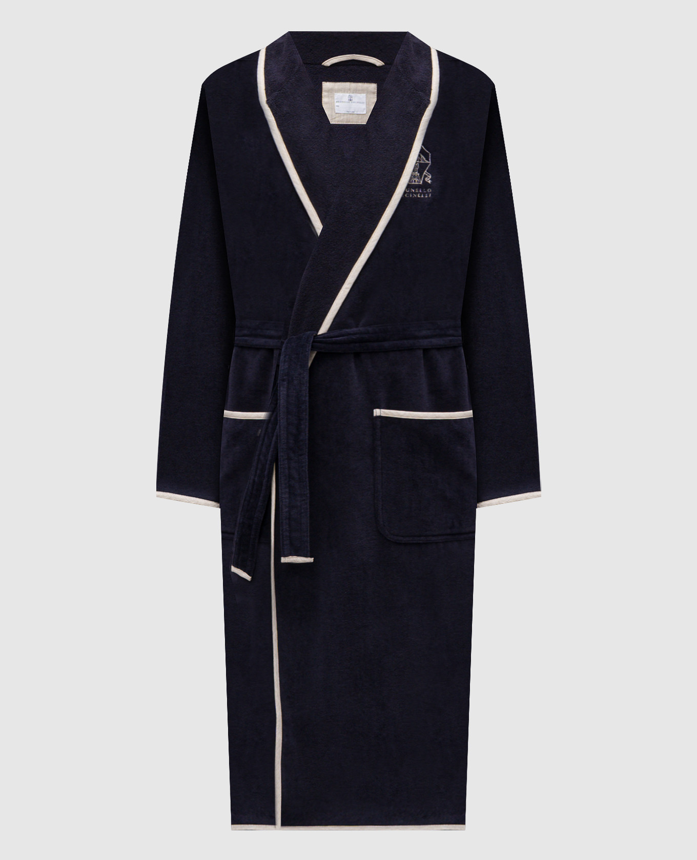 Blue terry robe with embroidered emblem Brunello Cucinelli
