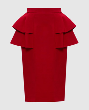 Valentino Red wool and silk skirt with ruffles 7B3RADJ51CF