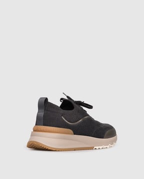 Brunello Cucinelli Grey sneakers with textured logo MZUAUFO340