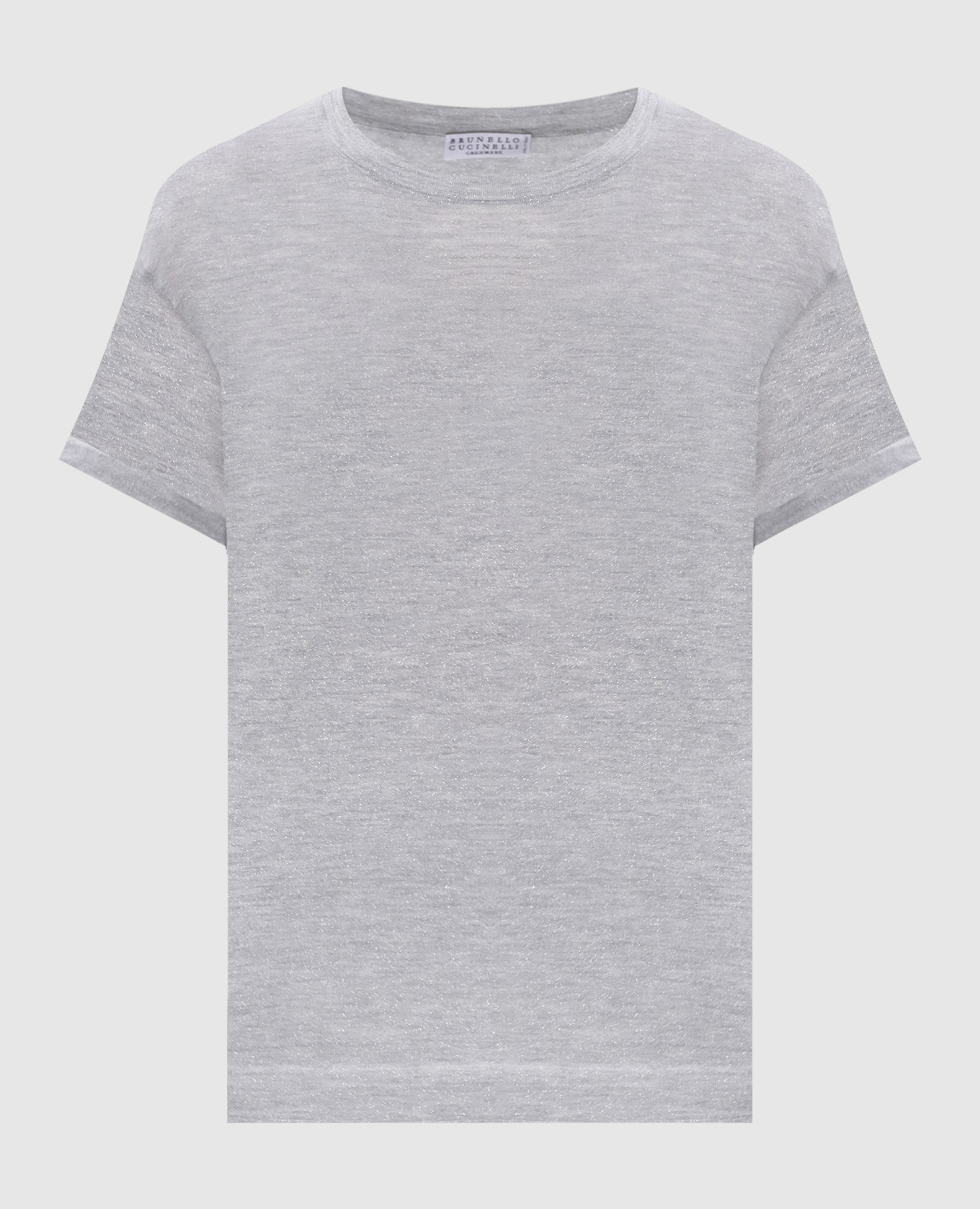 Grey melange cashmere and silk T-shirt Brunello Cucinelli