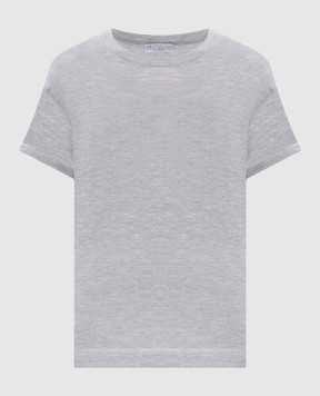 Brunello Cucinelli Grey melange cashmere and silk T-shirt M41810000P