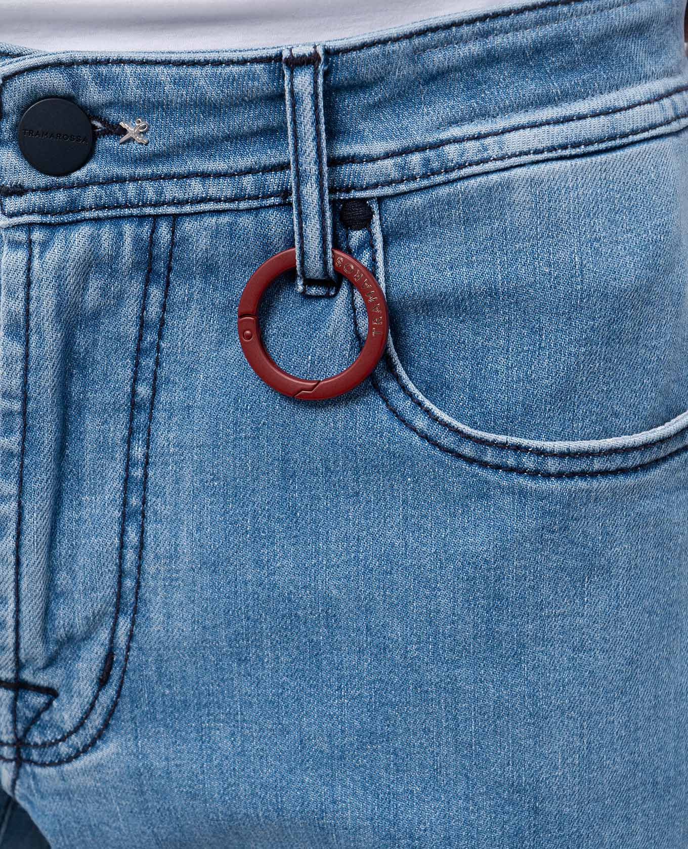 

MICHELANGELO blue jeans with logo Tramarossa, Light blue