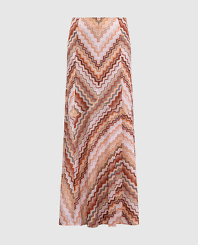 Missoni Brown maxi skirt in branded pattern with lurex DS25SH0FBR00ZV