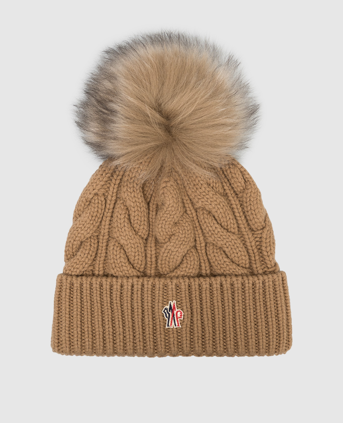 Brown wool and cashmere hat with pompom Moncler Grenoble