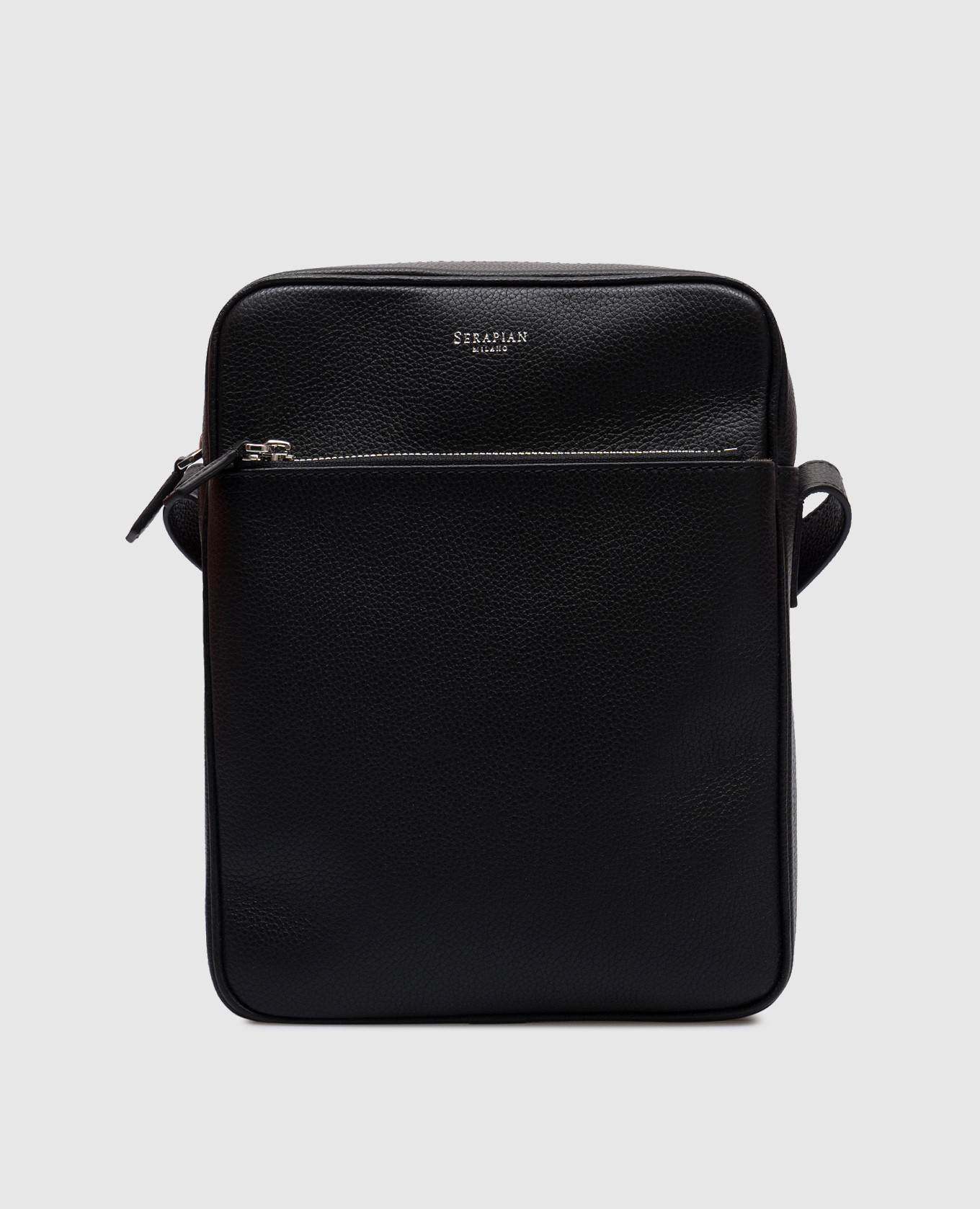 

Flat North South black leather bag Serapian