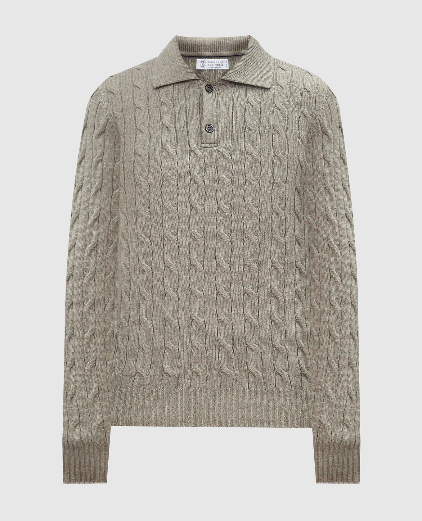 

Green cashmere polo shirt with a pattern Brunello Cucinelli