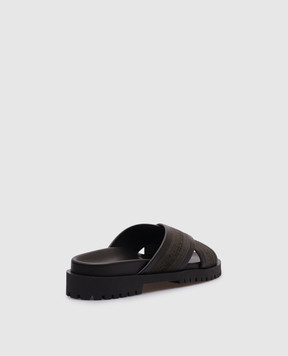 Off-White Black leather Chicago Crisscross flip-flops OMIH002S25FAB001