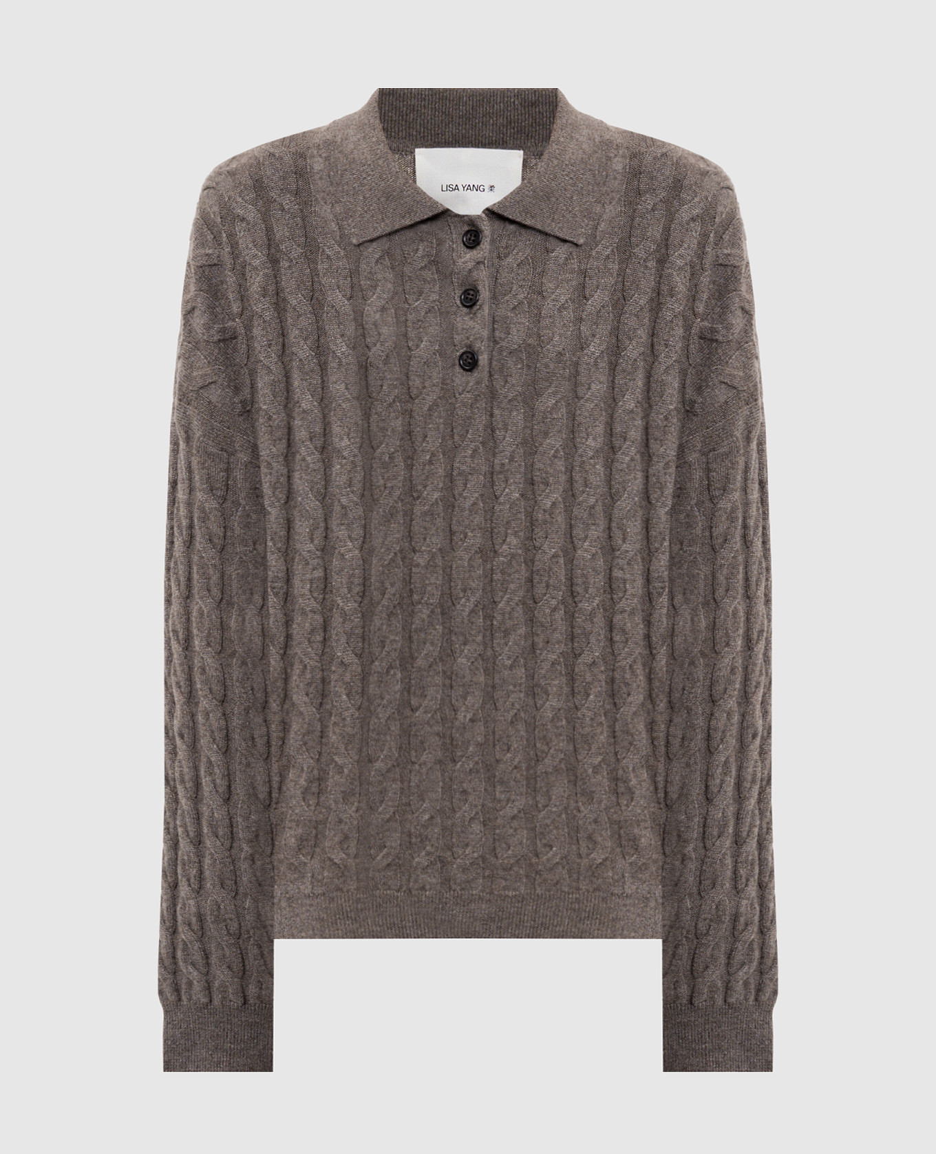 Magnolie brown cashmere sweater with pattern LISA YANG