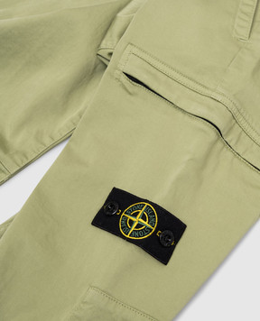 Stone Island Children's green pants with a logo patch 81163101214
