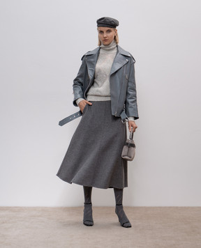 Brunello Cucinelli Gray sweater made of wool in a geometric pattern with sequins MCM518803