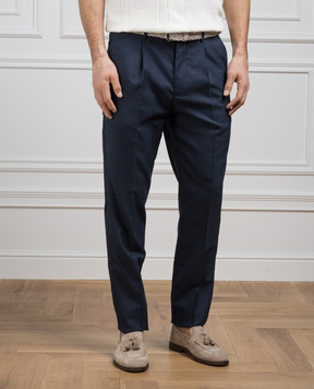 Brunello Cucinelli Blue pants made of wool MB407E1450