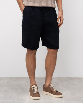 Brunello Cucinelli Blue linen shorts M243DU0020