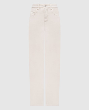 Brunello Cucinelli Beige jeans with logo patch MH137P4021