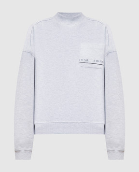 Brunello Cucinelli Gray sweatshirt with monil chain MP827BF600