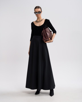 Balenciaga Black midi skirt with wool 817638TKT28
