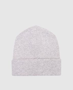 Brunello Cucinelli Gray melange cashmere hat with monil chain M12163199