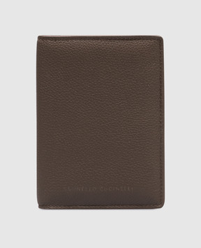 Brunello Cucinelli Portafoglio in pelle beige con logo MWEID2720