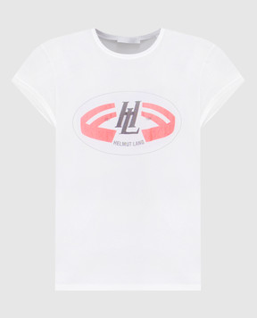 Helmut Lang White printed mesh top P02HW505