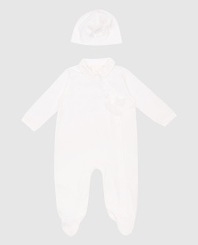 Story Loris Children's white set of jumpsuit, hat and envelope with crystals 31129