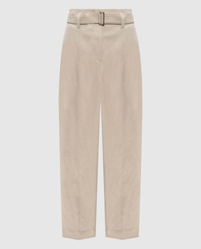 Brunello Cucinelli Beige Corset pants with linen MH544P8762