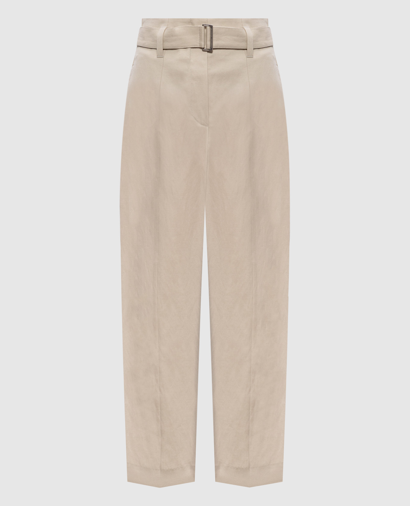 Beige Corset pants with linen Brunello Cucinelli