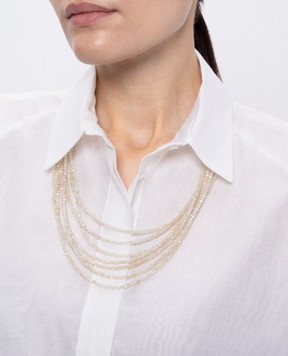 Peserico Beige layered necklace with monil chain S35439C0CC444