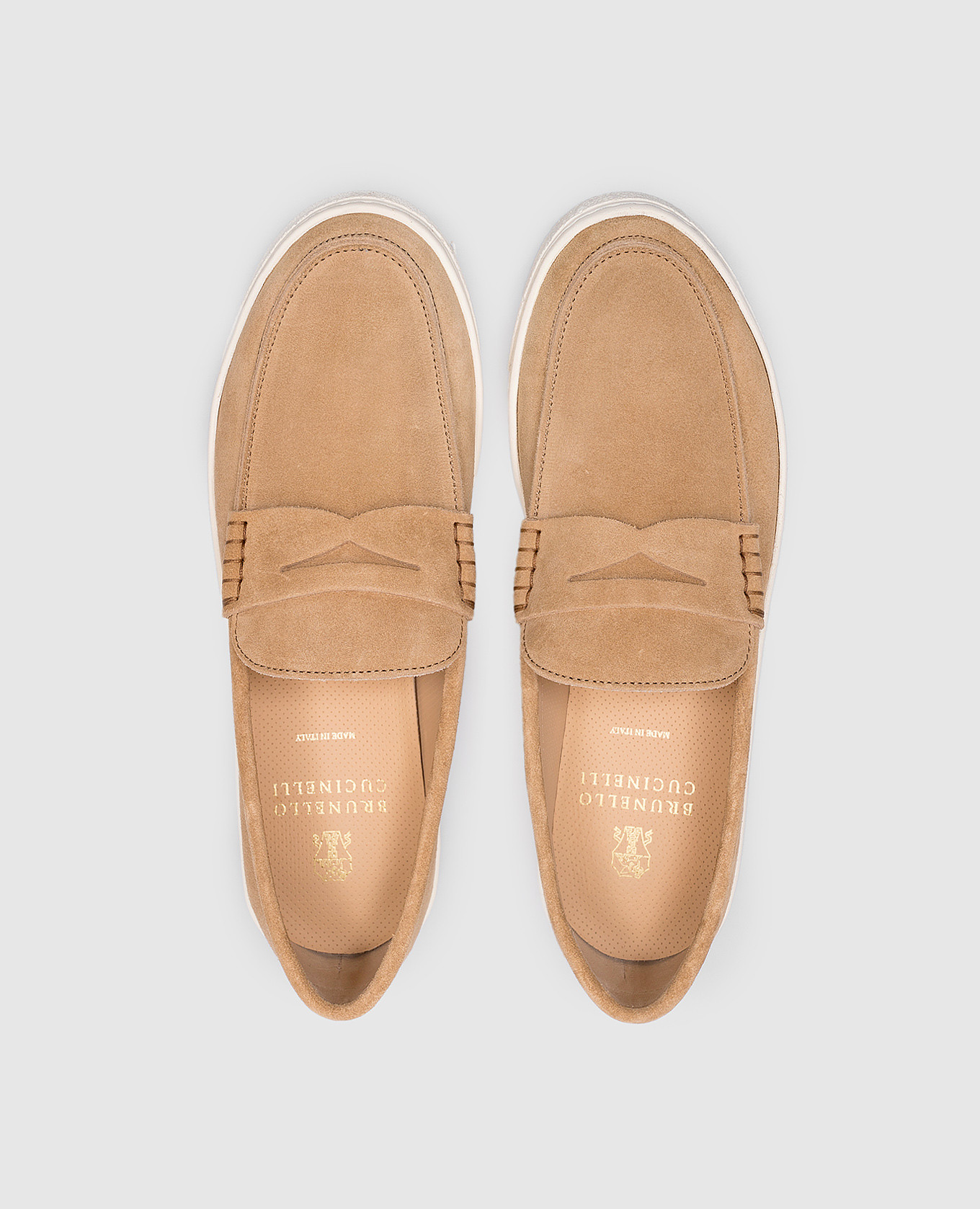 

Beige suede loafers with logo Brunello Cucinelli